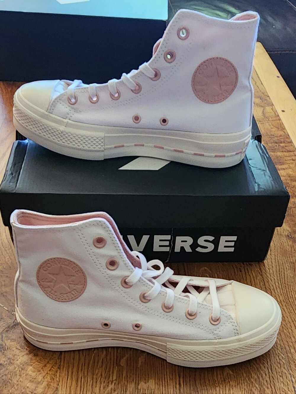 Converse Chuck Taylor All Star High Top Lift Sneakers in Pink/White